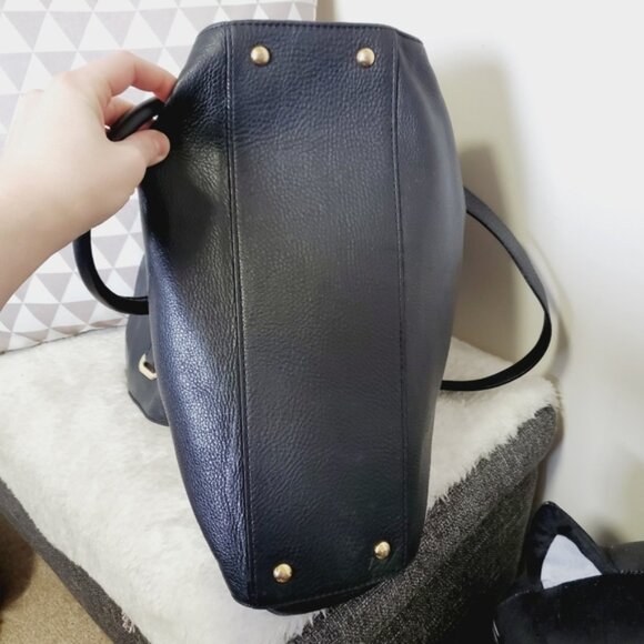 Michael Kors Satchel East West Hamilton Black Pebble Leather Bag Crossbody Strap - Picture 5 of 9